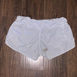white lululemon speed up shorts size 6